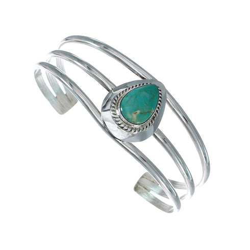 Native American Sterling Silver Turquoise Navajo Tear Drop Cuff Bracelet X10390